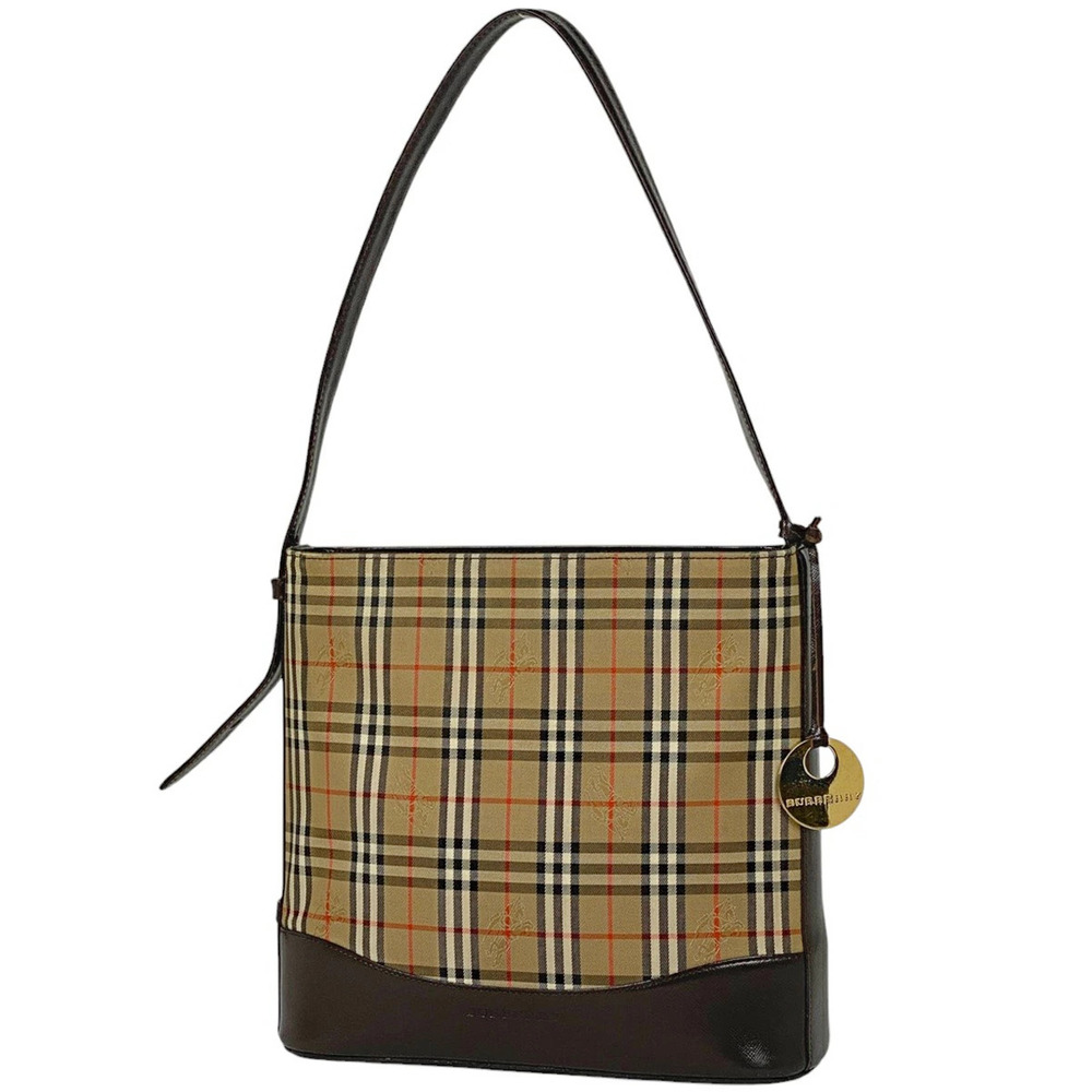 Burberry logo shoulder bag check Nova canvas beige brown